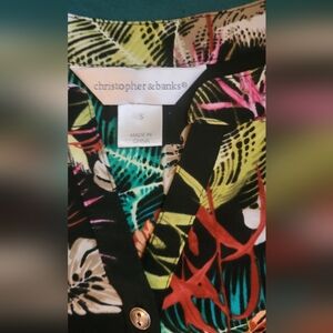 Womens Small Top Black With Multi Colored Floral
